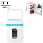 Mini frigorifero da 10 litri per auto, piccolo frigorifero per dormitorio a doppio uso, spina CN (bianco blu)
