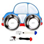 Piatto piano per auto per bambini in acciaio inossidabile 304, stile: blu (rimovibile e lavabile)