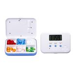 Portapillole elettronico con scomparto per promemoria standard 6 versione elettronica a griglia Mini portapillole sigillato (blu)