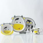 Set di stoviglie per bambini in fibra di bambù Set di piatti per integratori alimentari per bambini simpatico cartone animato per la casa (041 Mucca)