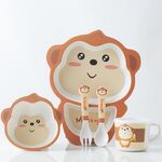 Set di stoviglie per bambini in fibra di bambù Set di piatti per integratori alimentari per bambini simpatico cartone animato per la casa (043 Monkey)