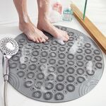 Tappetino per massaggio con ventosa rotonda antiscivolo per bagno (grigio)
