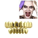 Accessori Hip Hop Set di denti d'oro Placcatura in oro reale Set di protesi per otto inferiori e otto inferiori (oro)