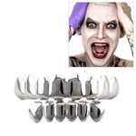 Accessori Hip Hop Set di denti d'oro Placcatura in oro reale Set di protesi per otto inferiori e otto inferiori (argento)