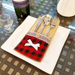 10 pezzi di coltello natalizio e forchetta Decorazioni natalizie decorazioni alberghiere a scacchi, stile: bowknot