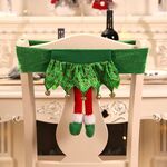 Decorazioni di copertura della sedia di Natale Ornamenti per festa di Natale (A131 Green Elf Long Gamba)