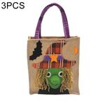 3 pezzi Forniture per decorazioni di Halloween Borsa per tote Mall Hotel Biscotti Sacchetto regalo per mele (strega)