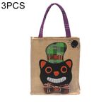3 pezzi Forniture per decorazioni di Halloween Borsa tote Mall Hotel Biscotti Borsa regalo per mele (gatto nero)