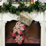 Sacchetto regalo con calzini di caramelle con ornamenti natalizi (fiocco di neve)