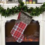 Ciondolo albero di Natale Ornamenti natalizi Calzini natalizi Sacchetto regalo a quadretti (leggero)