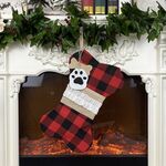 Decorazioni natalizie Calze natalizie Sacchetti regalo Ossa Animali domestici Pendenti (Griglia rossa nera)