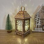 Decorazione natalizia in legno Lanterna a vento Ornamenti luminosi a LED Lanterna portatile Luci natalizie, Taglia: S (B)