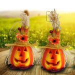 2 PCS Halloween Pumpkin Lantern Hollow Glowing Foam Bar Decorazione (cappello giallo)