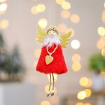 4 pezzi ciondolo decorazione natalizia amore peluche piuma angelo ciondolo albero di natale (rosso)