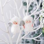 4 paia di decorazioni natalizie bambole di peluche per ragazzi e ragazze ciondolo piccolo (bianco)