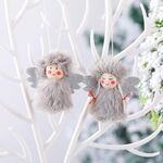 4 coppie di decorazioni natalizie bambole di peluche per ragazzi e ragazze ciondolo piccolo (grigio)