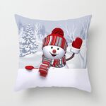 3 pezzi di Natale in pelle di pesca divano federa cartone animato soggiorno camera da letto federa senza nucleo del cuscino (pupazzo di neve 1)