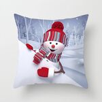 3 pezzi di Natale in pelle di pesca divano federa cartone animato soggiorno camera da letto federa senza nucleo del cuscino (pupazzo di neve 4)