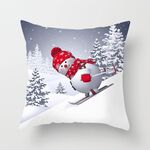 3 pezzi di Natale in pelle di pesca divano federa cartone animato soggiorno camera da letto federa senza nucleo del cuscino (pupazzo di neve 9)
