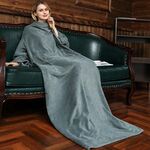 Coperta calda pullover lungo in flanella con manica (grigio)