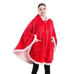 Coperta scialle morbida e calda in flanella tinta unita, colore: rosso