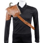 Halloween Carnival PU Leather Adult Men Medieval Viking Armor Shoulder Armor, Size: One Size (Right)