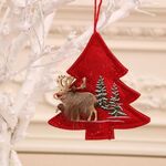 Decorazione natalizia con piccolo ciondolo ricamato in tessuto natalizio, specifica: albero (rosso)