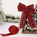 10 PC Decorazioni natalizie Decorazione per albero di Natale con nastro a reticolo (rosso e nero)