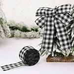 10 PCS Decorazioni natalizie Decorazione per albero di Natale con nastro a reticolo (bianco e nero)