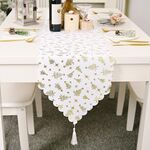 2 PC Decorazioni natalizie Bronzing White Table Runner Decorazione da tavolo di Natale Bronzing Tovaglia (Golden Tree)
