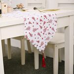 2 PC Decorazioni natalizie Bronzing White Table Runner Decorazione da tavolo di Natale Bronzing Tovaglia (albero rosso)