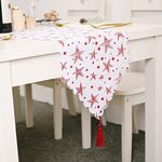 2 PC Decorazioni natalizie Bronzing White Table Runner Decorazione da tavolo di Natale Bronzing Tovaglia (stella rossa)