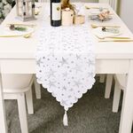 2 PC Decorazioni natalizie Bronzing White Table Runner Decorazione da tavolo di Natale Bronzing Tovaglia (Silver Star)