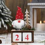 Ornamenti del calendario in legno di pino cono di Natale Ornamenti decorativi per il conto alla rovescia del calendario in legno (Red Hat)
