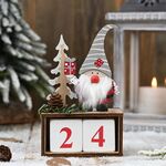 Ornamenti per il calendario in legno di pino di Natale Ornamenti decorativi per il conto alla rovescia Calendario in legno (cappello grigio)