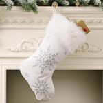 Decorazioni natalizie Flanella Perla Fiocco di neve Calzini natalizi Calzini natalizi in peluche Calzini regalo (Argento)
