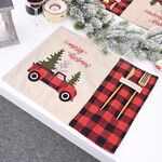 Decorazioni natalizie auto a quadri rossa e nera Placemat natalizio tavolino da tavolo da tovaglia da cartone animato