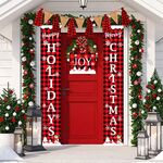 Decorazioni natalizie Tenda a traliccio rossa e nera Tirare la bandiera Atmosfera di festa Disposizione per appendere la porta, Specifica: Vacanze di Natale