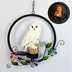 Lampada a sospensione LED da giardino con luce solare a forma di gufo (bianca)