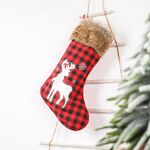 4 pezzi Decorazione natalizia Sacchetto di caramelle regalo per bambini con calza di Natale scozzese rosso e nero (alce)