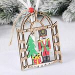 6 pezzi Decorazioni natalizie Soldati in noce in legno Mall Shopping Hotel Finestra Decorazione del ciondolo dell'albero di Natale (B)