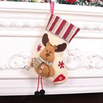 Piccolo sacchetto regalo in flanella per calze di Natale, decorazioni natalizie con ciondolo (alce)