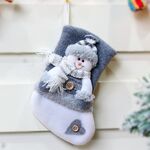 Borsa regalo per calzini natalizi in flanella spessa con decorazioni natalizie, specificazione: pupazzo di neve