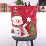 Coperchio di sedia in lino decorazione natalizia (pupazzo di neve)