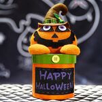 Decorazione dell'asilo del centro commerciale del contenitore di regalo del barattolo di caramelle di Halloween, stile: scatola rotonda (zucca)