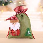 3 pezzi Sacchetto regalo di Natale creativo Sacchetto di biscotti per caramelle con fasci di tela per bambini