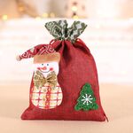 3 pezzi Sacchetto regalo di Natale creativo Sacchetto di biscotti per caramelle con fasci di tela per bambini (pupazzo di neve)