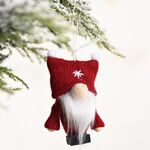6 pezzi decorazioni natalizie berretto doppio cappello foresta vecchio ciondolo lavorato a maglia ornamenti bambola senza volto (rosso)