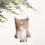 6 pezzi decorazioni natalizie berretto doppio cappello foresta vecchio ciondolo lavorato a maglia ornamenti bambola senza volto (marrone)