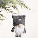6 pezzi decorazioni natalizie berretto a doppia sfera foresta vecchio ciondolo lavorato a maglia ornamenti bambola senza volto (grigio)